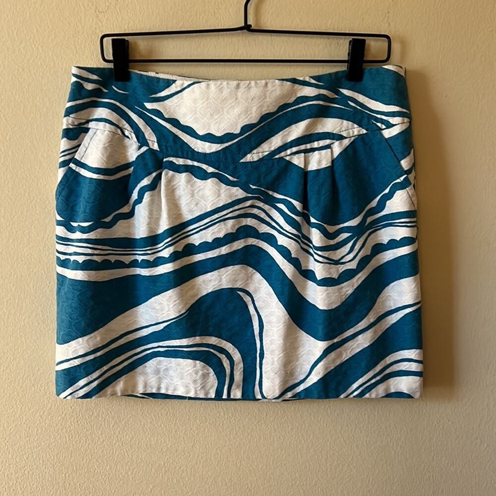 Trina Turk Blue Swirl Print A-Line Skirt Size 12 - Picture 2 of 8